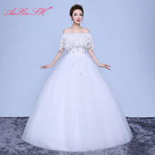 AXJFU Princess vintage flower lace white wedding dress luxury beading boat neck ruffles red lace ball gown wedding dress 2024 - buy cheap