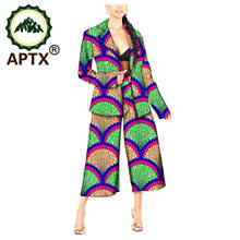 African Women Clothing Ankara Style 2 Piece Sets Womens Sexy Outfit Wide Leg Pants Batik Pure Cotton Long Sleeves Elegant Suit 2024 - buy cheap