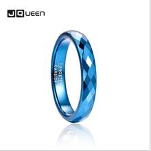 Jqueen 4mm anel de carboneto de tungstênio preto/rosa ouro/azul acabamento polido rhombic corte anel de casamento conforto anéis ajuste 2024 - compre barato