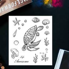 Tartaruga do mar diy silicone claro selo scrapbook álbum de gravação decoração artesanato h58c 2024 - compre barato