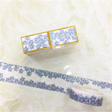 Fita de batom azul para diário, conjunto de fita washi de flor, adesivo para decoração diy, scrapbooking, fitas de papel 2024 - compre barato