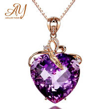 Silver 925 Jewelry Heart-shaped Genuine Natural Amethyst Pendant With Chain Necklace Pendant Women Jewelry Wholesale 2024 - купить недорого