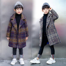 Abrigo de moda para niños, chaqueta de invierno de enrejado inglés, chaquetas gruesas y cálidas, abrigo de lana, Parka para niños 2024 - compra barato