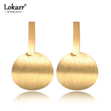 Lokaer-pendientes de acero inoxidable con superficie esmerilada, aretes geométricos curvados, joyería de Color dorado y plateado, elemento exagerado E18487 2024 - compra barato