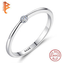 BELAWANG-Anillo de Plata de Ley 925 con zirconia cúbica, anillo redondo geométrico, estilo clásico, para mujeres 2024 - compra barato