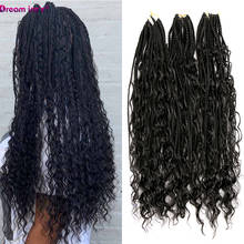 Synthetic Curly Bohemian Box Braids Hair Boho Braids Ombre Crochet Braiding Hair Extension Messy Goddess Black Brown Hair 2024 - buy cheap