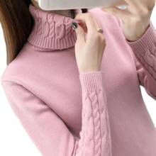 New 2020 Long Sleeve Thick Warm Female Sweater Khaki White Black Pink Autumn Winter Women Turtleneck Pullovers Sweaters 2024 - buy cheap