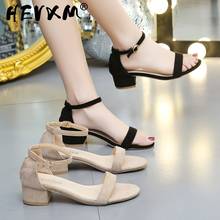 HOT2021 Beige Black Gladiator Sandals Summer Office High Heels Shoes Woman Buckle Strap Pumps Casual Women Shoes Plus Size 34-40 2024 - buy cheap