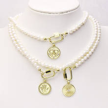 Collar con colgante redondo de 5 soportes para mujer, joyería hecha a mano, collar de perlas, accesorios para mujer, nuevo diseño 7376 2024 - compra barato