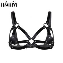 iiniim Womens Femme Leather Exotic Bra Tops Bust Harness Belt O-Rings Sexy body latex Costumes Lingerie Night parties Clubwear 2024 - buy cheap