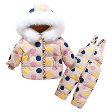 Conjuntos de ropa de invierno para niños pequeños, chaquetas de plumón de pato blanco cálido + Mono de 2 piezas, traje de nieve para bebé, abrigos, pantalones, abrigo 2024 - compra barato