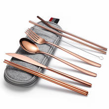 Black Travel Stainless Steel Cutlery Set Fork Knife Chopstick Tableware Set Cutlery Set Rainbow Travel Cutlery Set Portable 2024 - buy cheap