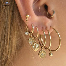 Starbeauty 7 pcs/lot Hoop Earrings Set Gem Helix Piercing Dangle Earrings Tragus Piercing Fake Nose Ring Ear Piercing Jewelry 2024 - buy cheap