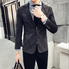 Mens Suede Business Casual Suit Jacket Slim Suit Jacket Male Faux Leather Blazer Jacket Men Clothing 2024 - buy cheap