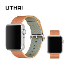 UTHAI-Correa de nailon para Apple Watch 4 5, 40mm, 44mm, para iWatch 3/2/1, 38mm, 42mm, correa de repuesto de nailon suave y transpirable, A01 2024 - compra barato