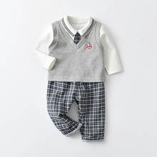 Newborn Baby Boy Clothes Set Birthday Clothes For 0-2Y Boys 3Pcs Spring&Autumn Vest Shirt Pants Suits Infant Boys Clothes Sets 2024 - buy cheap