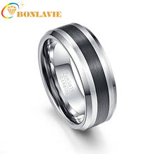 Мужское кольцо из карбида вольфрама класса ААА, 8 мм, с матовым покрытием и черным центром скошенным краем, размер от 5 до 14, обручальное кольцо для мужчин 2024 - купить недорого