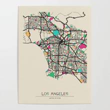 Canvas Prints Poster los angeles california Wall Art colorful city maps Home Decoration HD Painting Modular Pictures Living Room 2024 - buy cheap