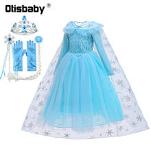 Vestido de princesa de terciopelo de manga larga para niñas, ropa de Elsa con capa larga, fiesta de cumpleaños, Año Nuevo 2024 - compra barato