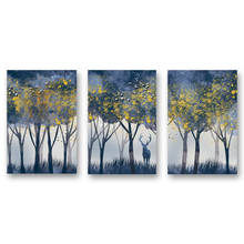 Hand Painted 3 PCS Pictures Oil Paintings on Canvas Modern Abstract Gray Tree Wall Picture For Living Room Home Decor Unframe 2024 - buy cheap