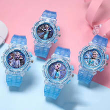 Relógio digital com pulseira de silicone para crianças, frozen, princesa elsa, colorida, luminoso, presente de aniversário para crianças 2024 - compre barato