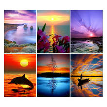 LZAIQIZG Diamond Painting Sunset Full Square Diamond Embroidery Scenery Seaside Colorful Sunset Cross Stitch Gift Home Decor 2024 - buy cheap