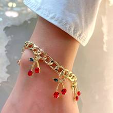 Flatfoosie Fashion Charm Cherry Crystal Bracelets for Women Gold Silver Color Adjustable Bracelet New Design Jewelry Party Gifts 2024 - buy cheap