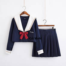 [Snow White] White Navy Blue Summer Navy Sailor Suit Tops Skirts JK High School Uniform Class Uniform Students Cloth 2024 - buy cheap