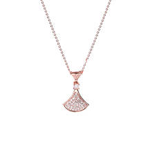 Queen Lotus Brand Korean Fan Shape necklace for women AAA Zircon chain pendant  choker jewelry Two Colors 2024 - buy cheap