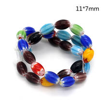 Cuentas de arroz de forma ovalada, abalorios coloridos Millefiori para joyería artesanal, accesorios para fabricación de colgantes, 7x11mm, 32 unids/lote 2024 - compra barato