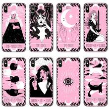 Силиконовый чехол для iPhone 12 Mini, 11 Pro Max, XS Max, XR, X, 8, 7 Plus, 6, 6S Plus, 5, 5S, SE 2020, с милыми розовыми картами Таро 2024 - купить недорого