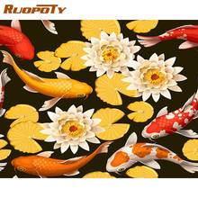 RUOPOTY-Bordado de diamantes 5D DIY, mosaico cuadrado completo de peces, imagen de animales, pintura artesanal, decoración del hogar 2024 - compra barato