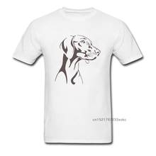 Мужская белая футболка с принтом Лабрадора ретривера, простая линия, принт с животными, дышащая хлопковая ткань, летний топ с короткими рукавами, футболки 2024 - купить недорого