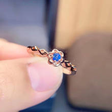 Natural real flor azul safira anel 925 prata esterlina fino handworked jóias anéis de dedo 2024 - compre barato