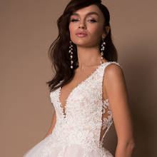 Sexy V-neck Sleeveless Wedding Dresses Vestidos De Novia Sleeveless Beading Applique Ball Gown Wedding Dress Custom Design 2024 - buy cheap