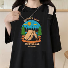 Ulzzang harajuku lua e montanhas, camiseta com estampa vintage, manga curta, gola solta japonesa, casual para mulheres 2024 - compre barato