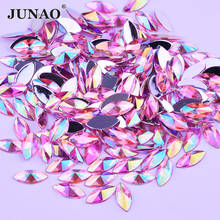 JUNAO 7*15mm Pink AB Crystals Horse Eye Rhinestone Flatback Acrylic Gems Glue On Strass Crystal Non Sewing Stones for DIY Crafts 2024 - buy cheap