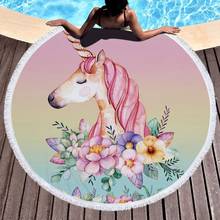 Cute Unicorn Series Microfiber Beach Towel with Tassel 150cm Round Sport Yoga Blanket Swimming Bath Towel 2024 - buy cheap