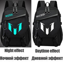 Messi Bag School Teenage Boys Messi Backpack Nylon Luminous USB Charge Large Capacity Middle Student High Bookbags Big 2024 - buy cheap