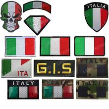 Aplique de braço bordado, emblema militar tático reflexivo infravermelho de bandeira da itália, aplique de caveira, patches faça você mesmo para roupas 2024 - compre barato
