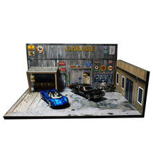 1/64 garage factory warehouse repair house building model car vehicle toy collection parking lot scene background Western Retro 2024 - buy cheap