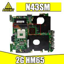 Akemy N43SM Laptop motherboard For ASUS N43S N43SL N43SM Mainboard 2G HM65 N43SM original motherboard 2024 - buy cheap