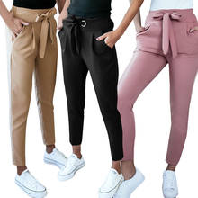 Women Pants Lace Up Elastic High Waist Harem Pants For Women's Clothing 2021 Trousers For Female Summer Casual Cargo Streetwear 2024 - buy cheap