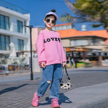 Girls Pink Embroidery Tops 8 10 12 years 2021 New Spring Autumn Fashion Teen Girls Sweatshirt 2024 - buy cheap