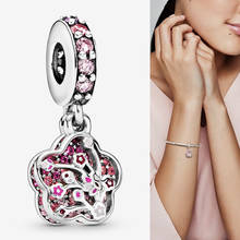 925 Sterling Silver Charm Creative Peach Blossom Pendant Fit Pandora Women Bracelet & Necklace Diy Jewelry 2024 - buy cheap