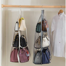 6 Pocket Hanging Handbag Organizer for Wardrobe Closet Transparent Storage Bag Door Wall Clear Sundry with Hanger Pouch 2024 - buy cheap