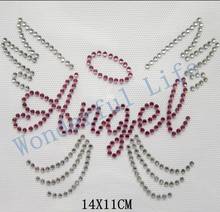Free shipping angel halo with a wing for girl baby Iron On Rhinestone Transfer hotfix design 2024 - buy cheap
