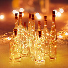Guirnalda alimentada por batería, luces de botella de vino con corcho, 2M, 20 LED, alambre de cobre, cadena de luces de hadas de colores para decoración de fiesta y boda 2024 - compra barato