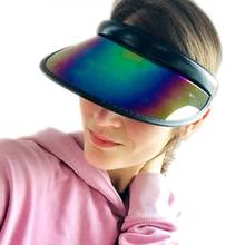 Women Men Hologram Rainbow Wide Brim Sun Visors Hat Topless Sunglasses UV Protection Plastic Panel Sportswear Clip-On Summer Cap 2024 - buy cheap