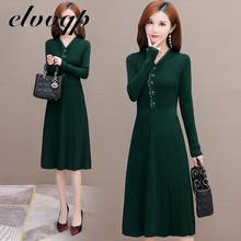 Chic Women Long Knit Maxi Sweater Dress Autumn Winter Knitted A Line Dress Pleated Ribbed Thick Christmas Pullover Party Dresses 2024 - buy cheap
